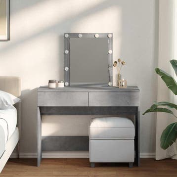 vidaXL Kaptafel met LED-verlichting 100x40x130 cm betongrijs, Verzenden, Nieuw