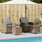 vidaXL 4-delige tuinbankset met kussens beige polyrotan, Verzenden, Nieuw