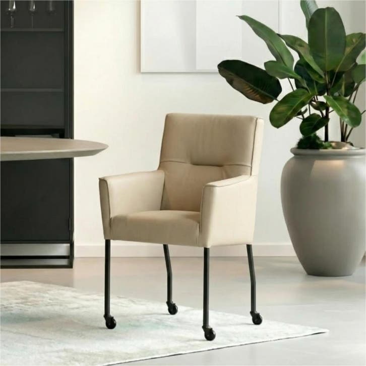 Set van 8 Leren eetkamerstoelen Lucky - Toledo Mastic, Huis en Inrichting, Stoelen, Nieuw, Leer, Ophalen of Verzenden