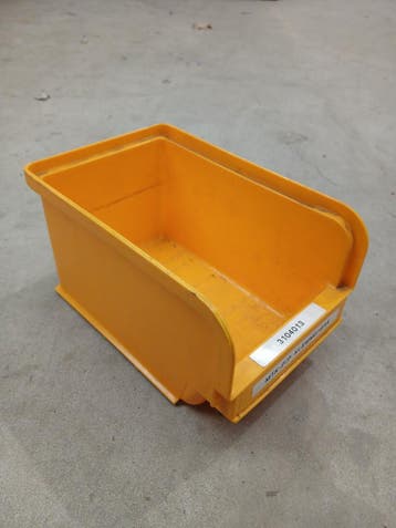 Magazijnbak, 230x150x125 mm, geel kunststof, gebruikt, Ophalen of Verzenden