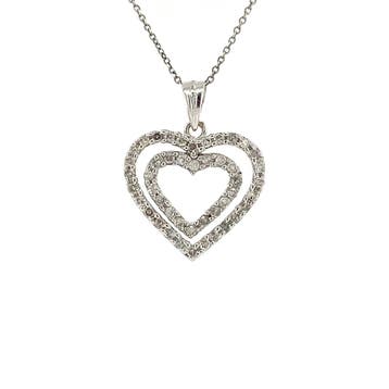 Witgouden hart hanger met diamant 18 karaat, Sieraden, Tassen en Uiterlijk, Kettinghangers, Verzenden, Zo goed als nieuw, Goud