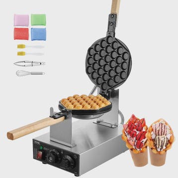 Professionele Bubble Wafelmaker 1400W - Anti-aanbak, RVS, 18, Verzenden, Nieuw