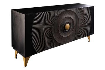 Handgemaakt dressoir GOLDEN SUNSET 140cm zwart met 3D, Ophalen of Verzenden, Nieuw