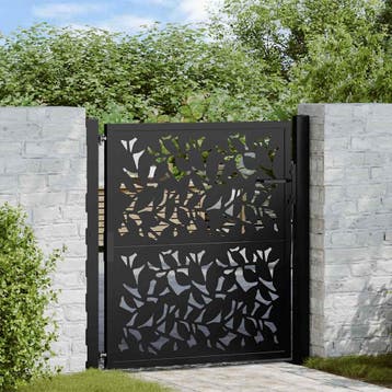vidaXL Poort met bladontwerp 100x100 cm staal zwart, Verzenden, Nieuw