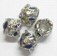 1 x Metalen European-style met paarse epoxy en strass 9 mm, Ophalen of Verzenden, Nieuw, Kraal