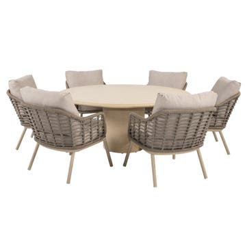 Hampton Puglia low dining tuinset 160xH69 cm 7 delig mortex, Ophalen of Verzenden, Nieuw