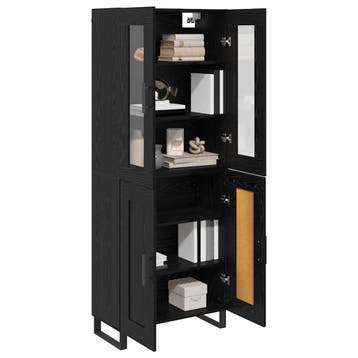 vidaXL buffetkast 2 st Zwart Eiken 69,5 x 34 x 180 cm, Minder dan 50 cm, Verzenden, Nieuw, Minder dan 100 cm
