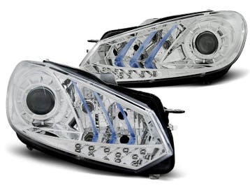 Koplampen VW Golf VI Dagrijverlichting Tube LED Chroom, Ophalen of Verzenden, Nieuw