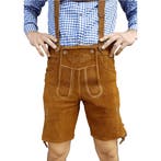 Lederhosen leer - licht bruin - KORT, Verzenden, Nieuw, Feestartikel