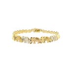 Tricolor gouden armband met olifanten (Schakelarmband), Ophalen of Verzenden, Gebruikt, Overige kleuren, Goud