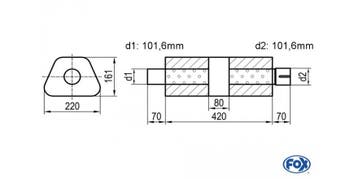 FOX Uni-geluiddemper trapeziumvormig met kamer + sok - Afwij, Verzenden, Nieuw