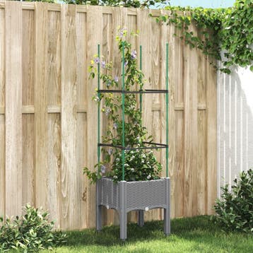 vidaXL Plantenbak met latwerk 40x40x142,5 cm polypropeen, Tuin en Terras, Bloembakken en Plantenbakken, Verzenden
