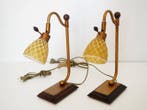 Tafellamp - IJzer, Glas, Hout - Een paar tafellampen, Antiek en Kunst