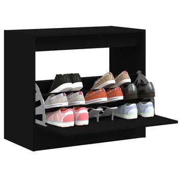 vidaXL Schoenenkast 80x42x69 cm bewerkt hout zwart, Huis en Inrichting, Verzenden, Nieuw