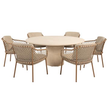 Hampton Martinique dining tuinset 160xH75 cm rond 7 delig, Ophalen of Verzenden, Nieuw