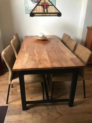 6 leren eetkamerstoelen - bruin leer, Huis en Inrichting, Stoelen, Ophalen of Verzenden, Nieuw, Leer