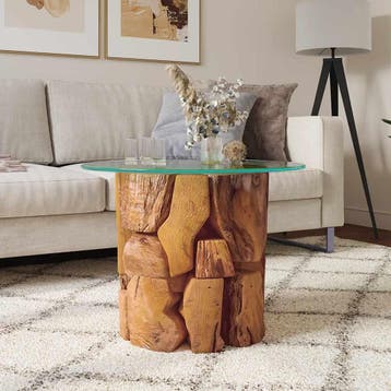 vidaXL Salontafel 60 cm massief teak drijfhout, Verzenden, Nieuw, Minder dan 50 cm
