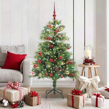 vidaXL Kunstkerstboom 150 LEDs Warmwit PVC en Metaal Groen, Verzenden, Nieuw