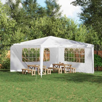 vidaXL Party Tent Zijwand 2 st 400 x 195 cm Wit PE en staal, Verzenden, Nieuw