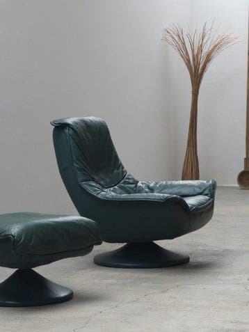 Fauteuil - „Tulp“ - Leder - draaistoel
