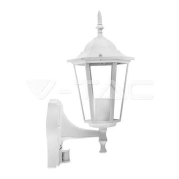 V-TAC Tuinwandlamp E27 met Sensor – Mat Wit – IP44 – Alumini, Verzenden, Minder dan 50 watt, Wandlamp, Led