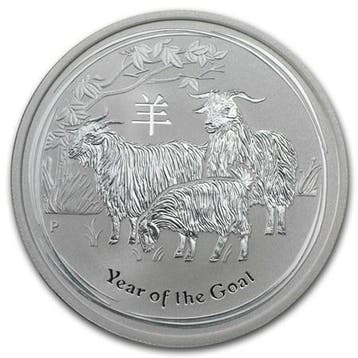 Lunar II - Year of the Goat - 1/2 oz 2015 (188.442 oplage), Postzegels en Munten, Munten | Oceanië, Verzenden, Losse munt, Zilver