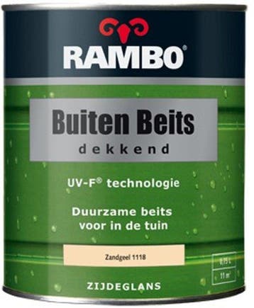 RAMBO Buitenbeits Dekkend - Zandgeel 1118 - 0,75 liter, Beige, Nieuw, Beits, Ophalen of Verzenden