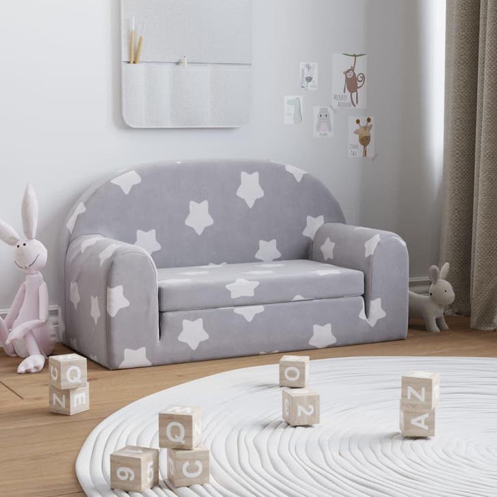 vidaXL Kinderslaapbank 2-zits met sterren zacht pluche, Kinderen en Baby's, Kinderkamer | Overige Meubels, Nieuw, Verzenden