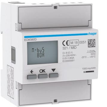 Hager Elektriciteitsmeter - ECM380D, Verzenden, Nieuw, Overige typen