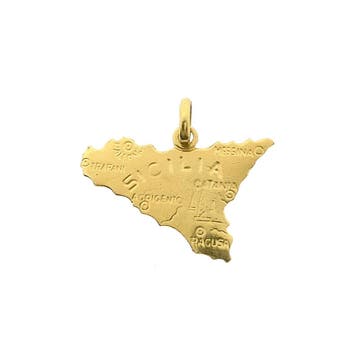 Gouden hanger van het Italiaanse eiland Sicilië, Ophalen of Verzenden, Gebruikt, Goud, Overige merken