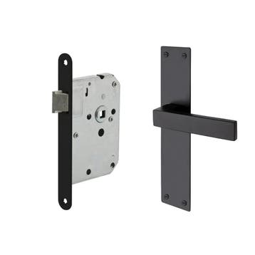 Deurbeslag set Nova op schild blind met loopslot - deurbe..., Ophalen of Verzenden, Nieuw, IJzer, Klink of Kruk