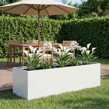 vidaXL Plantenbak Wit 200 x 80 x 60 cm Koudgewalst staal, Tuin en Terras, Verzenden, Nieuw, Metaal, 60 tot 100 cm