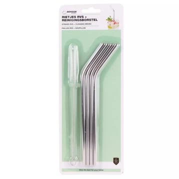 Benson Herbruikbare RVS rietjes - 21 cm - Afwasbaar - 4 s..., Ophalen of Verzenden, Nieuw