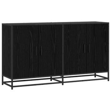 vidaXL Dressoir Zwart eiken 134 x 35 x 76 cm Bewerkt hout, Verzenden, Nieuw, Overige houtsoorten, Minder dan 50 cm