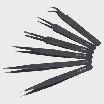 6-delige Precisie Pincetten Set - ESD Anti-Statisch Roestvri, Verzenden, Nieuw