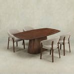 Mangohouten Eettafel Mick Deens ovaal bruin 160×90 cm, Verzenden, Nieuw, Industriële meubels, Ovaal