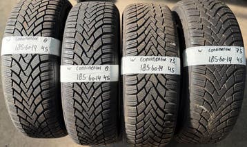 4x 185-60-14 Continental Winter 2x7.5+2x8mm€45 PST 185 60 14, Auto-onderdelen, Ophalen, 14 inch, Gebruikt, Band(en)