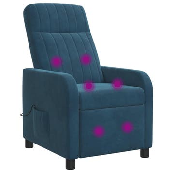 vidaXL Massage Recliner Blauw fluweel, Verzenden, Nieuw