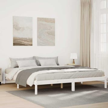vidaXL Bedframe extra lang zonder matras grenenhout wit, Eenpersoons, Verzenden, Wit, Nieuw