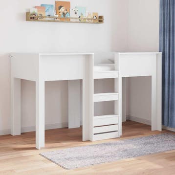 vidaXL Bunk Bed voor Kinderen Wit 75 x 190 cm Bewerkt hout, Eenpersoons, Verzenden, Wit, Nieuw