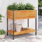 vidaXL Plantenbak met schap 80x45x80 cm massief acaciahout, Verzenden, Nieuw, Hout