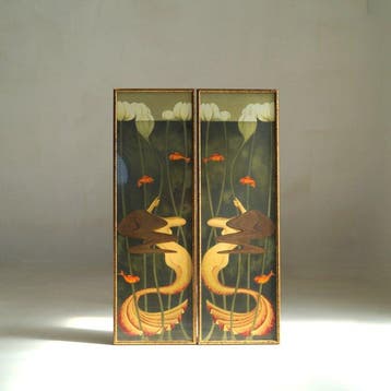 Anonymous - Mermaid and Lotus Diptych - 99 x 32 cm