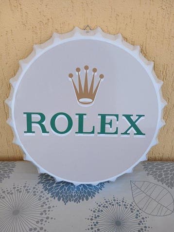 Rolex - Wandbord - Staal - Wandplaat Rolex, Antiek en Kunst, Antiek | Wandborden en Tegels