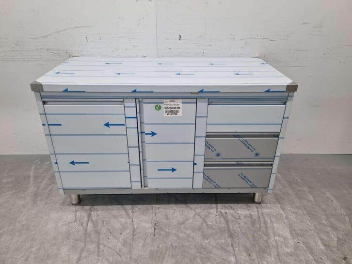 RVS Werkkast Kast Werktafel, klapdeur, 3 laden en afvalbak, Zakelijke goederen, Horeca | Keukenapparatuur, Nieuw in verpakking