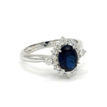 Verlovingsring - 18 karaat Witgoud - 1.76ct. tw. Saffier -
