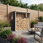 [casa.pro] Stalen brandhout rek Kalmar houtopslag 155x45x157, Tuin en Terras, Haardhout, Verzenden