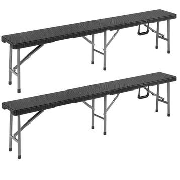 Set van 2 uitklapbare bierbanken in polyrattan zwart 180 cm, Verzenden, Nieuw