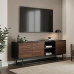 Commode Boxholm 160x30x57 cm zwart en walnootkleurig [en.cas, Verzenden, Nieuw