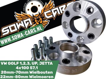 Spoorverbreders Spacers Vw Golf 1,2,3 UP 4x100 57,1 20mm, Verzenden