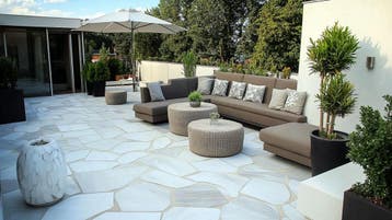 Brasil White flagstones / flagstones Brasil White kwartsiet, Nieuw, Natuursteen, Terrastegels